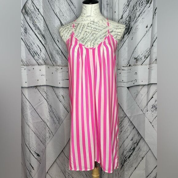 Amanda Uprichard silk stripe dress pink & white P/S - Picture 1 of 6
